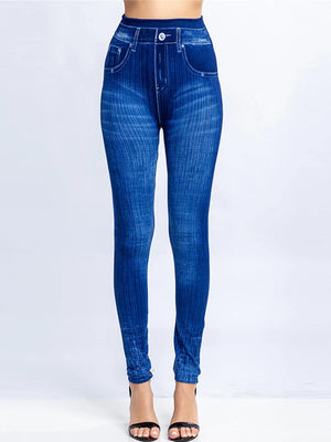 Women's Cotton High Waist Button Fly Closure Casual Denim Pants