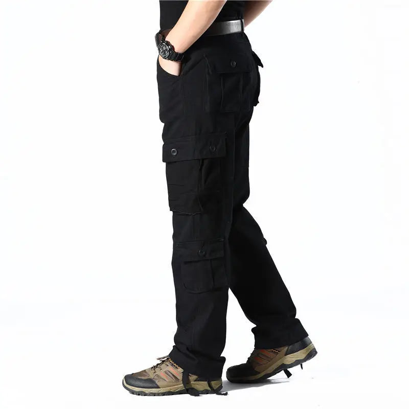 Men's Cotton Mid Waist Zipper Fly Closure Solid Pattern Trousers