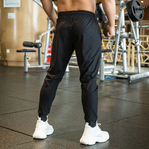 Men's Nylon Drawstring Closure Quick-Drying Gymwear Trousers