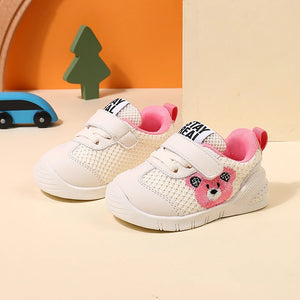 Kid's Mesh Round Toe Lace-Up Closure Cartoon Pattern Casual Shoes