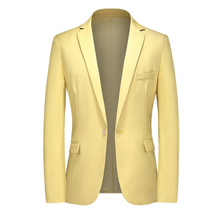 Men's Polyester Long Sleeves Single Button Closure Wedding Blazer