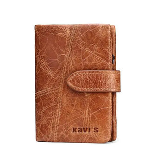 Men's Genuine Leather Zipper Hasp Card Holder Trendy Wallets