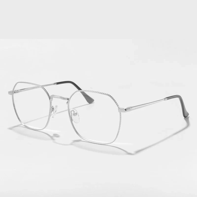 Men's Titanium Alloy Frame Full-Rim Polygon Shaped Trendy Glasses