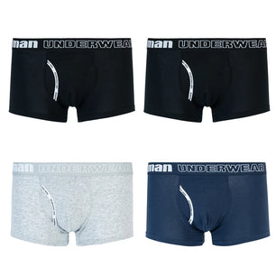 Men's Spandex 4Pcs Breathable Solid Underpants Boxer Shorts