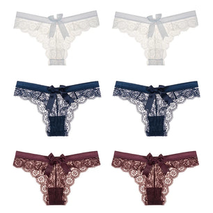 Women's 6 Pcs Spandex Low Waist Breathable Lace Pattern Panties