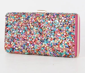 Women's Polyester Hasp Closure Sequined Pattern Wedding Clutch