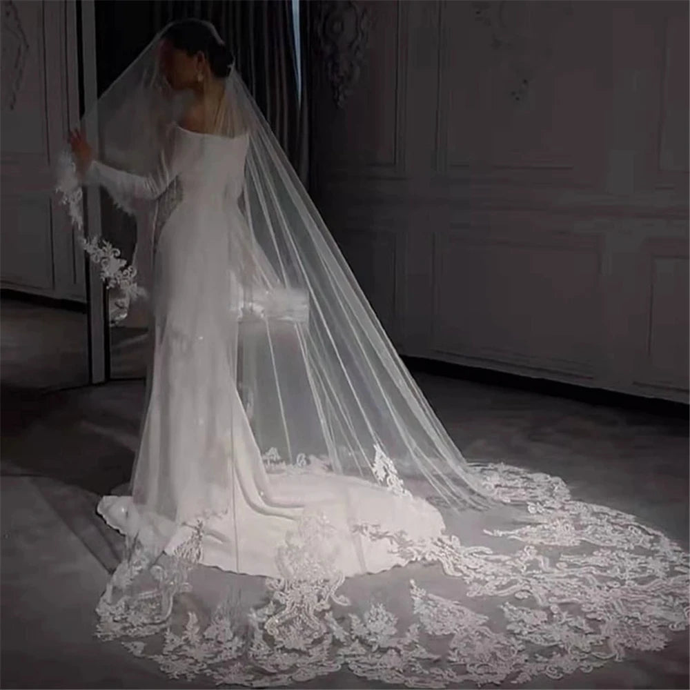 Women's Polyester Applique Edge One-Layer Bridal Wedding Veils