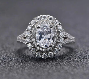 Women's 100% 925 Sterling Silver Zircon Channel Setting Classic Ring