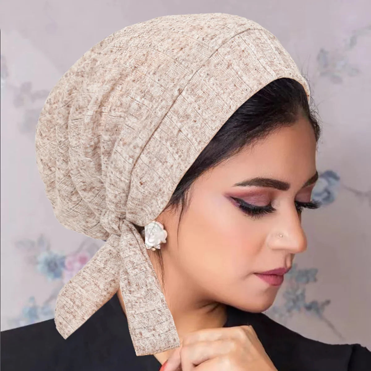 Women's Arabian Polyester Headwear Solid Pattern Turban Hijabs