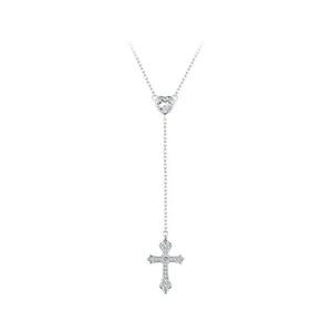 Women's 100% 925 Sterling Silver Zircon Link Chain Heart Necklace