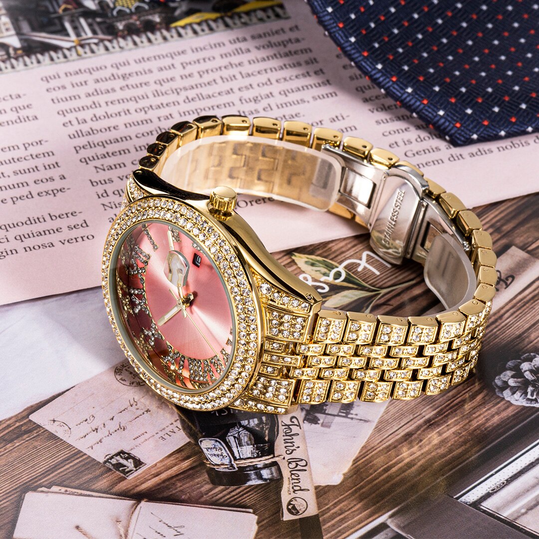 Women's Alloy Case Round Shaped Luxury Quartz Elegant Watch