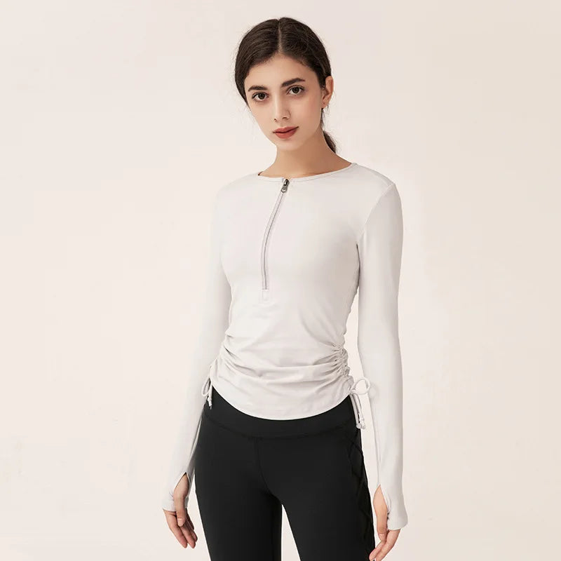 Women's O-Neck Spandex Long Sleeves Yoga Fitness Sport Tops