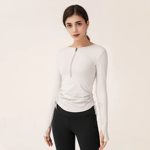 Women's O-Neck Spandex Long Sleeves Yoga Fitness Sport Tops