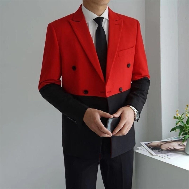 Men's Notched Collar Long Sleeve Single Button Closure Blazers