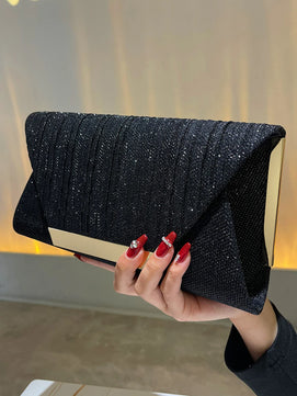 Women's Polyester Flap Closure Sequined Pattern Wedding Clutch