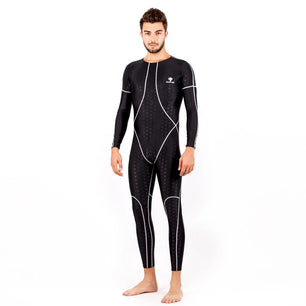 Men's Nylon O-Neck Long Sleeves Quick-Dry Swimwear One Piece
