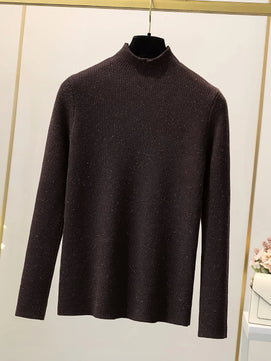 Women's Polyester Turtleneck Full Sleeve Solid Pattern Sweater