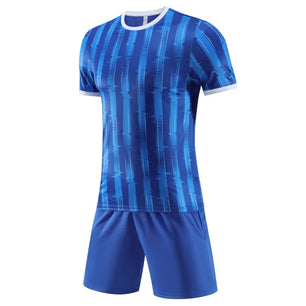 Men's Polyester O-Neck Short Sleeve Striped Breathable Sports Set