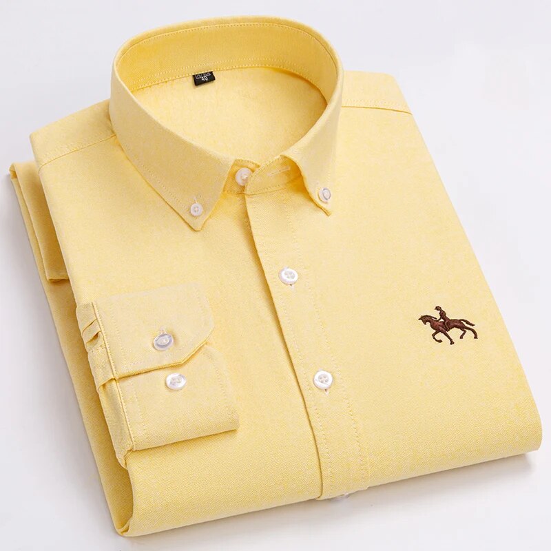 Men's Cotton Turn-Down Collar Full Sleeve Plain Pattern Shirt