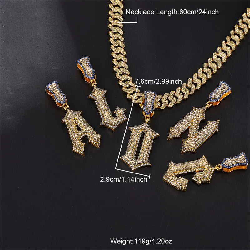 Men's Metal Copper Link Chain Hip-Hop Alphabetic Necklace