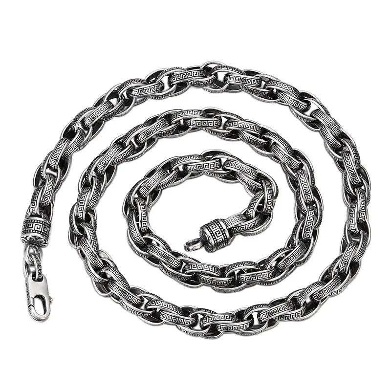 Men's 100% 925 Sterling Silver Link Chain Geometric Necklace