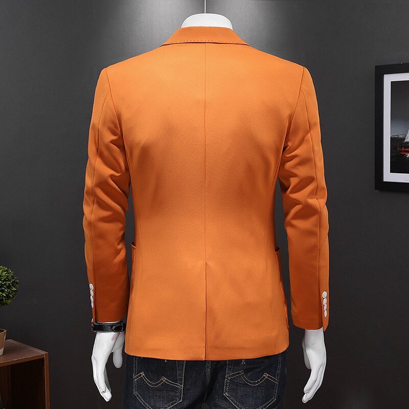 Men's Polyester Full Sleeves Single Button Solid Pattern Blazer