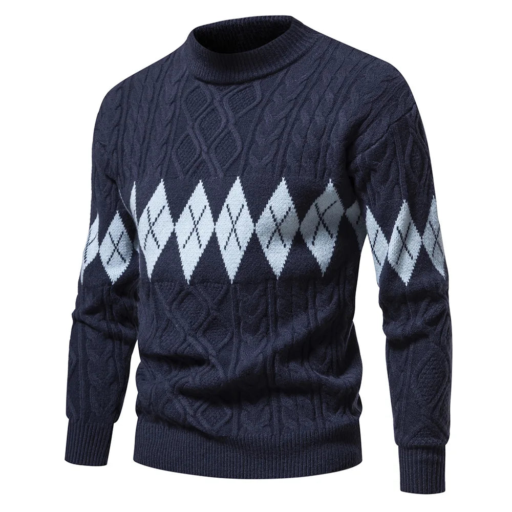 Men's Acrylic O-Neck Full Sleeve Knitted Pattern Casual Sweater