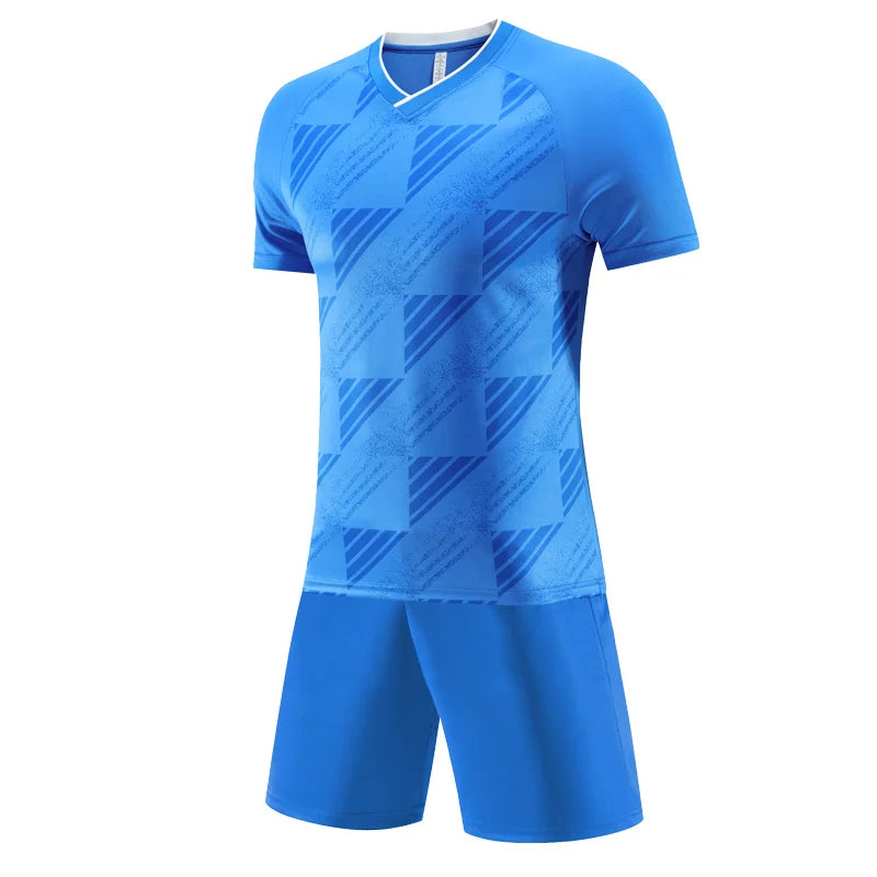 Men's Polyester O-Neck Short Sleeve Printed Breathable Sports Set