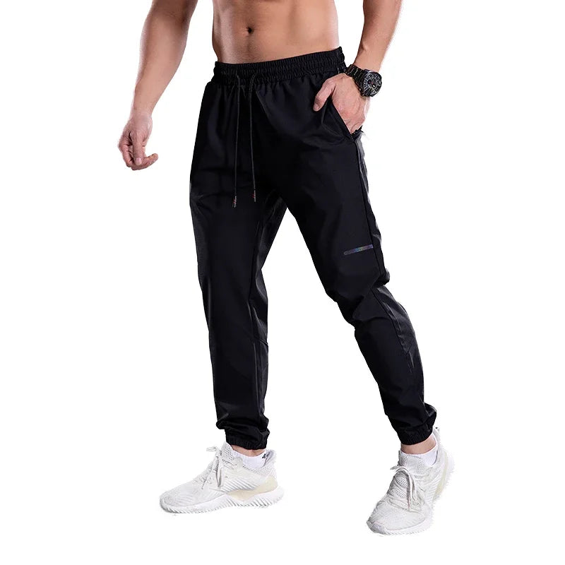 Men's Polyester Drawstring Closure Running Sports Gym Trousers