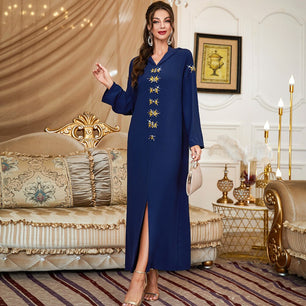 Women's Arabian Polyester Full Sleeve Beaded Casual Wear Dress