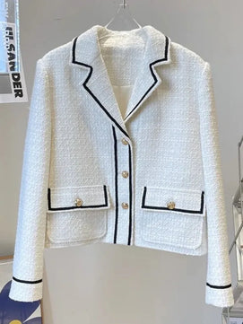 Women's Cotton Notched Long Sleeves Single Breasted Blazer