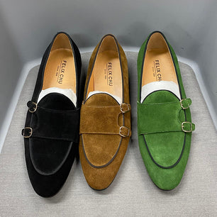 Men's Cow Suede Pointed Toe Slip-On Closure Wedding Party Shoes