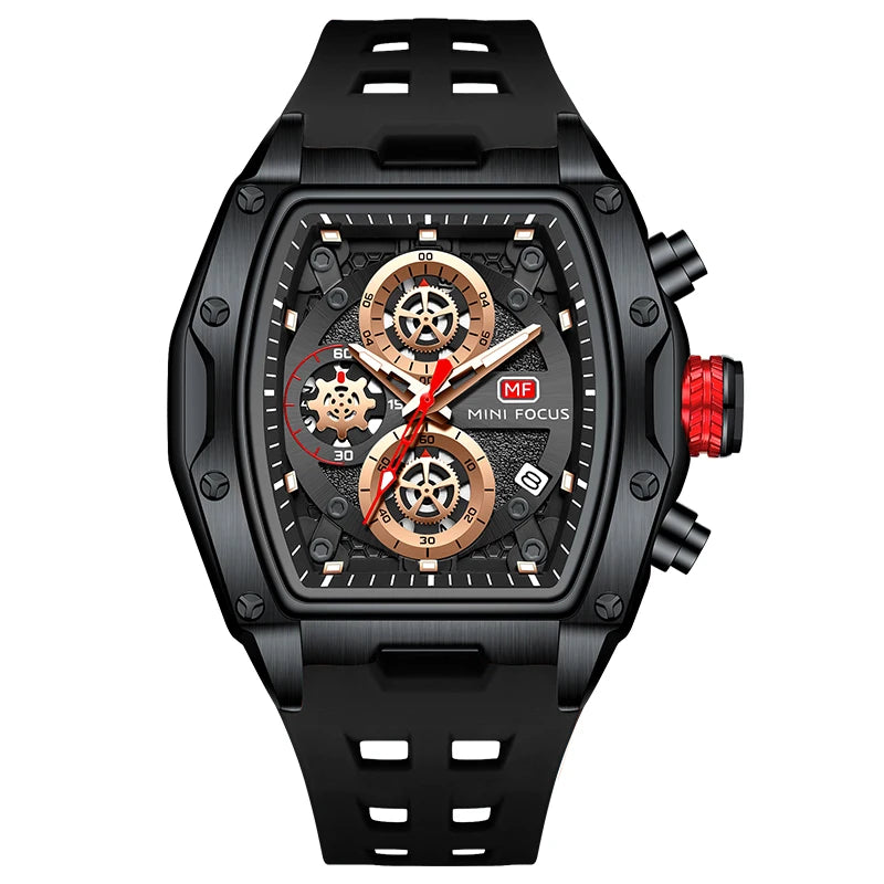 Men's Alloy Case Buckle Clasp Tonneau Shaped Quartz Wrist Watch