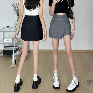 Women's Cotton Quick-Dry Solid Pattern Casual Wear Mini Skirts