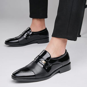 Men's PU Pointed Toe Slip-On Closure Solid Formal Wedding Shoes