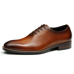 Men's Genuine Leather Pointed Toe Lace-Up Closure Formal Shoes