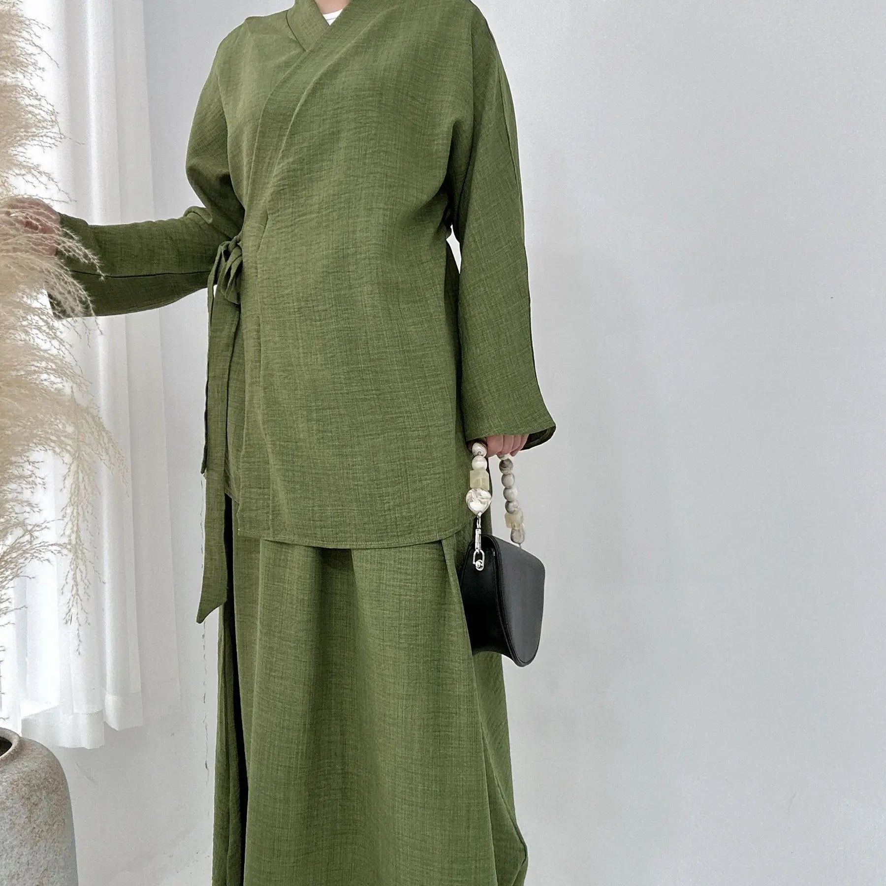 Women's Arabian Polyester Full Sleeves Solid Pattern Dresses