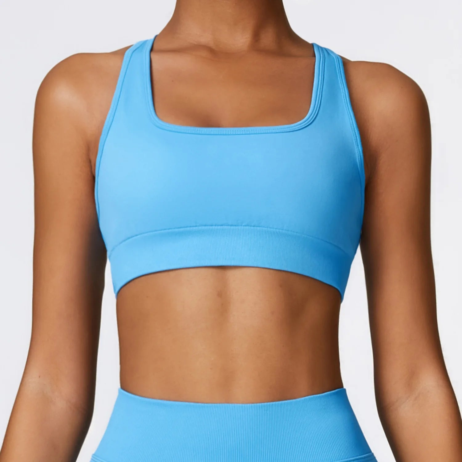 Women's Nylon Square-Neck Sleeveless Quick-Dry Crop Top