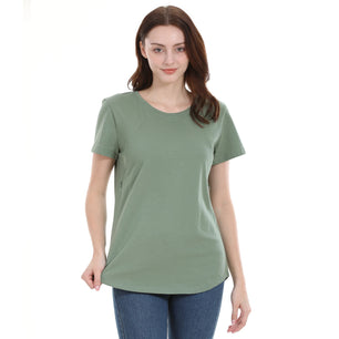 Women’s Cotton O-Neck Short Sleeves Solid Pattern Maternity Top