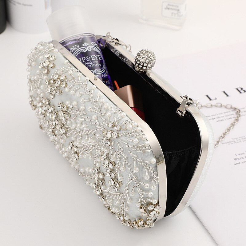 Women's Polyester Hasp Closure Rhinestone Vintage Party Bag