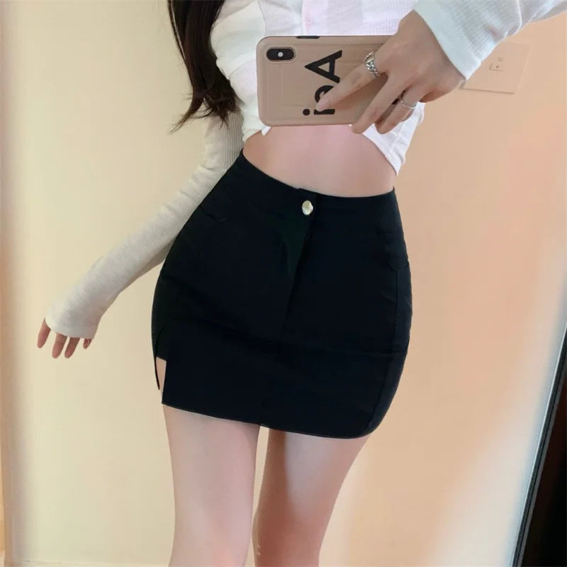 Women's Cotton High Waist Solid Pattern Casual Wear Mini Skirts