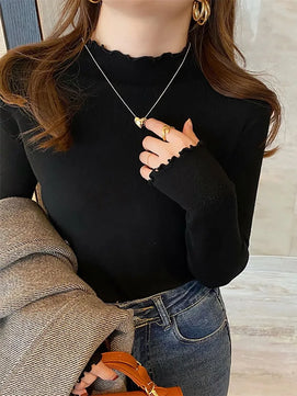 Women's Polyester Turtleneck Full Sleeves Solid Pattern Sweater