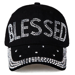 Women's Cotton Adjustable Strap Casual Wear Rhinestone Caps