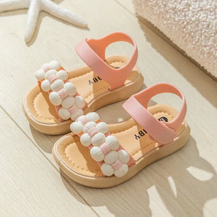 Kid's PVC Open Toe Hook Loop Closure Anti Slippery Casual Sandals