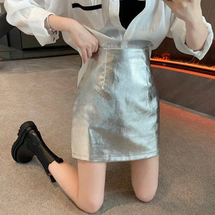 Women's Polyester High Waist Solid Pattern Casual Wear Skirts