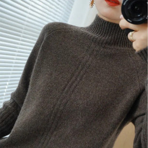 Women's Polyester Mock Neck Full Sleeve Casual Pullover Sweaters