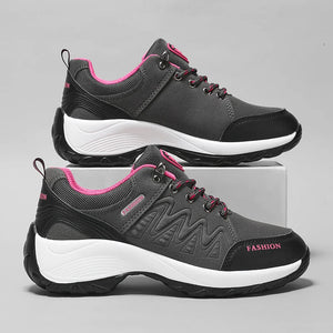 Women's Artificial Leather Round Toe Lace-Up Closure Sneakers