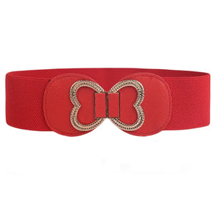 Women's PU Leather Buckle Closure Elastic Waistbands Trendy Belts