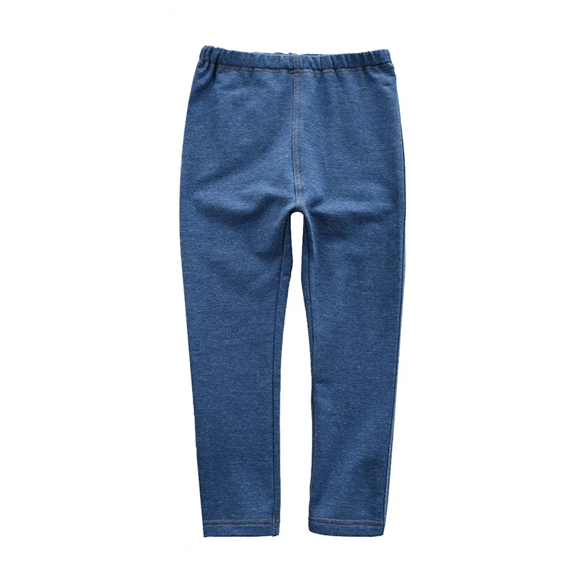 Kid's Cotton Elastic Waist Closure Solid Pattern Casual Denim Pants