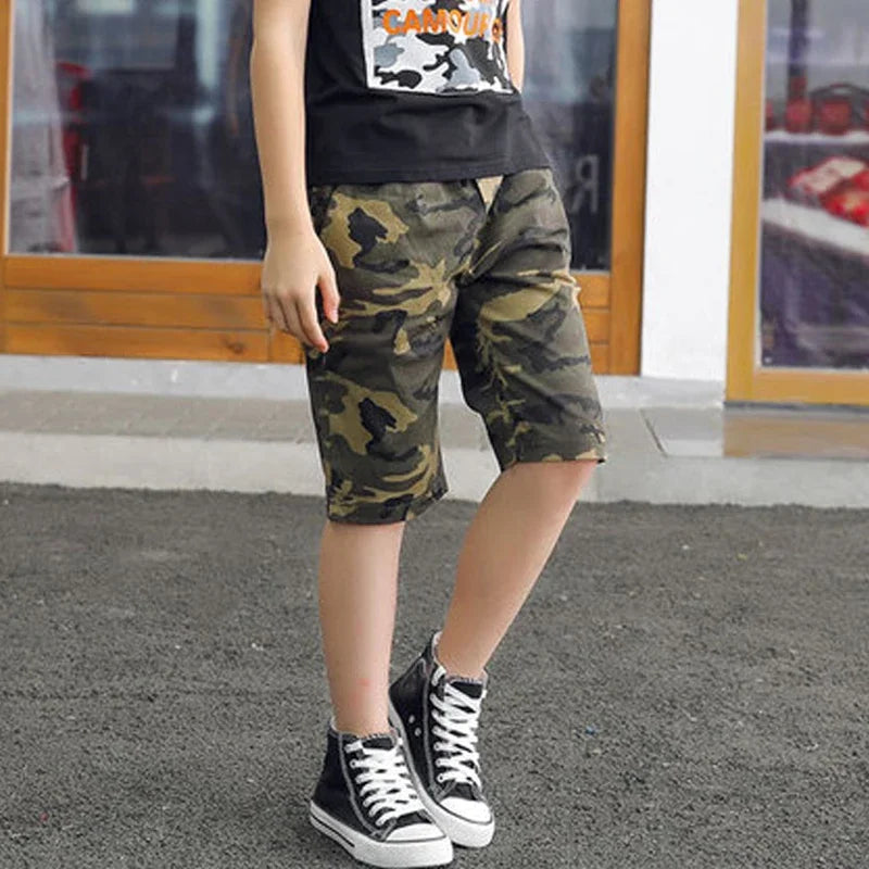 Kid's Cotton Mid Waist Elastic Closure Casual Wear Denim Shorts